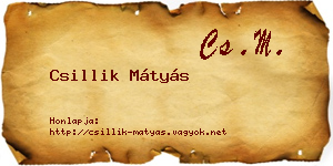 Csillik Mátyás névjegykártya
